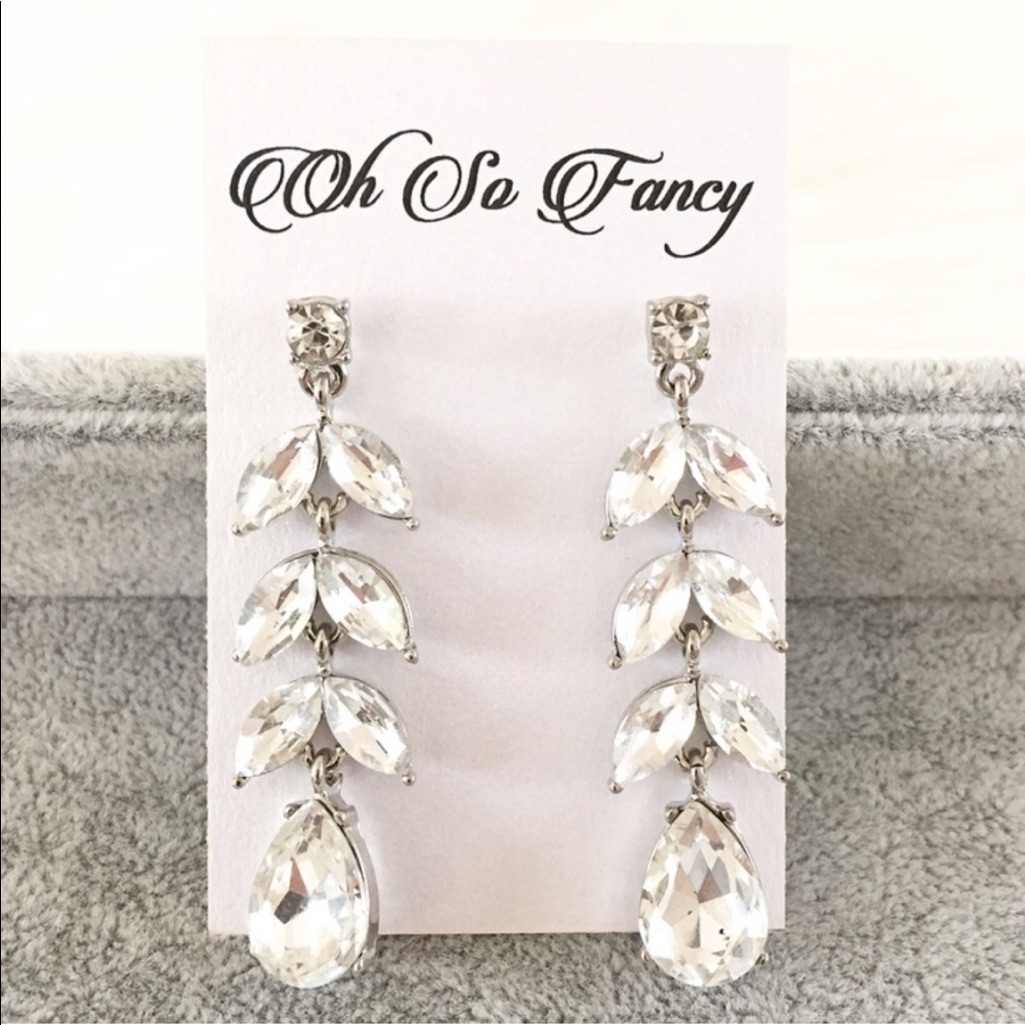 Crystal Leaf Drop Dangling Earrings